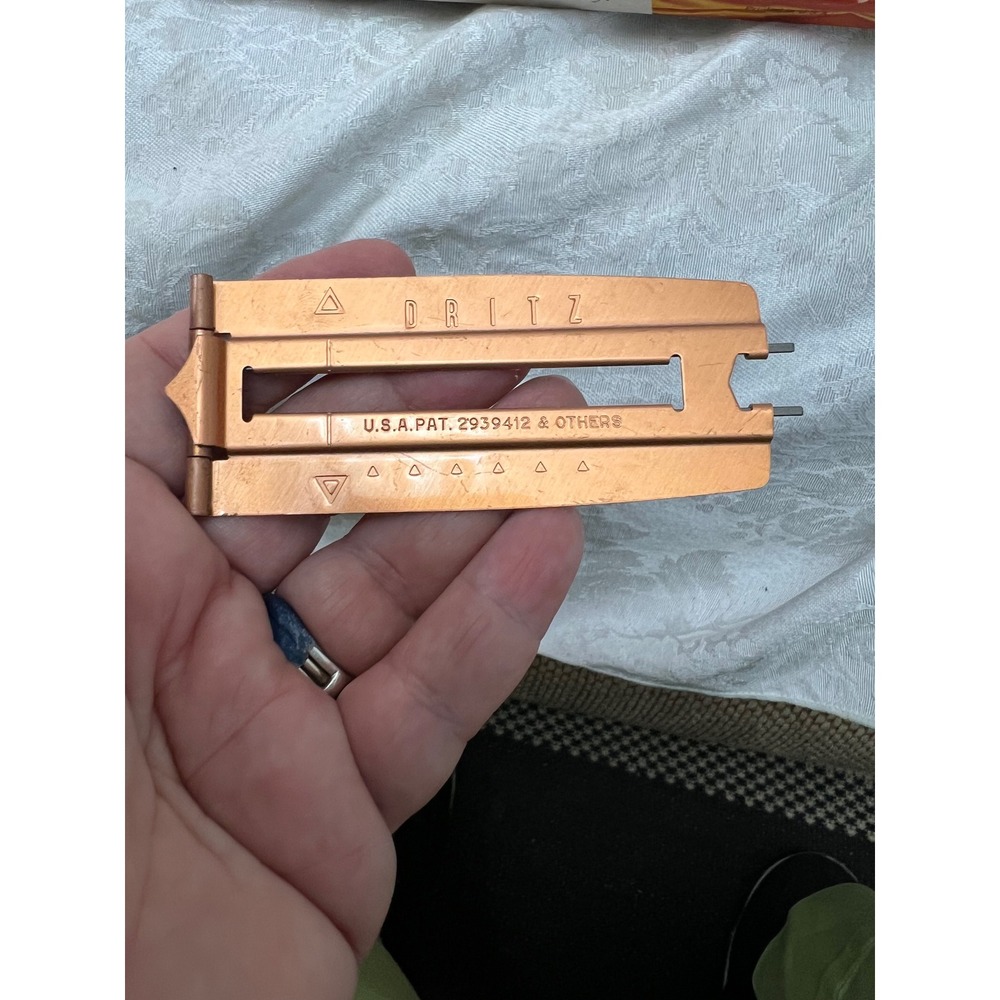 Vintage Dritz Bound Buttonhole Maker Sewing Tool Patent 2939412 Copper Metal
